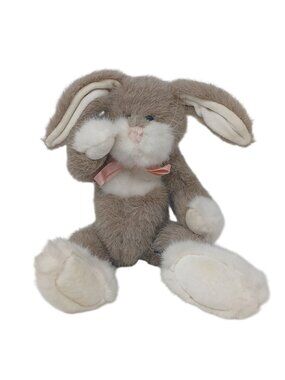 The Boyds Collection Ltd Plush Bunny 1985-95 Brown White w/ Bow 12" Jointed #D32